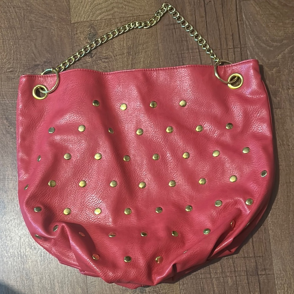 Stylish Pink Studded Chain Shoulder Bag
